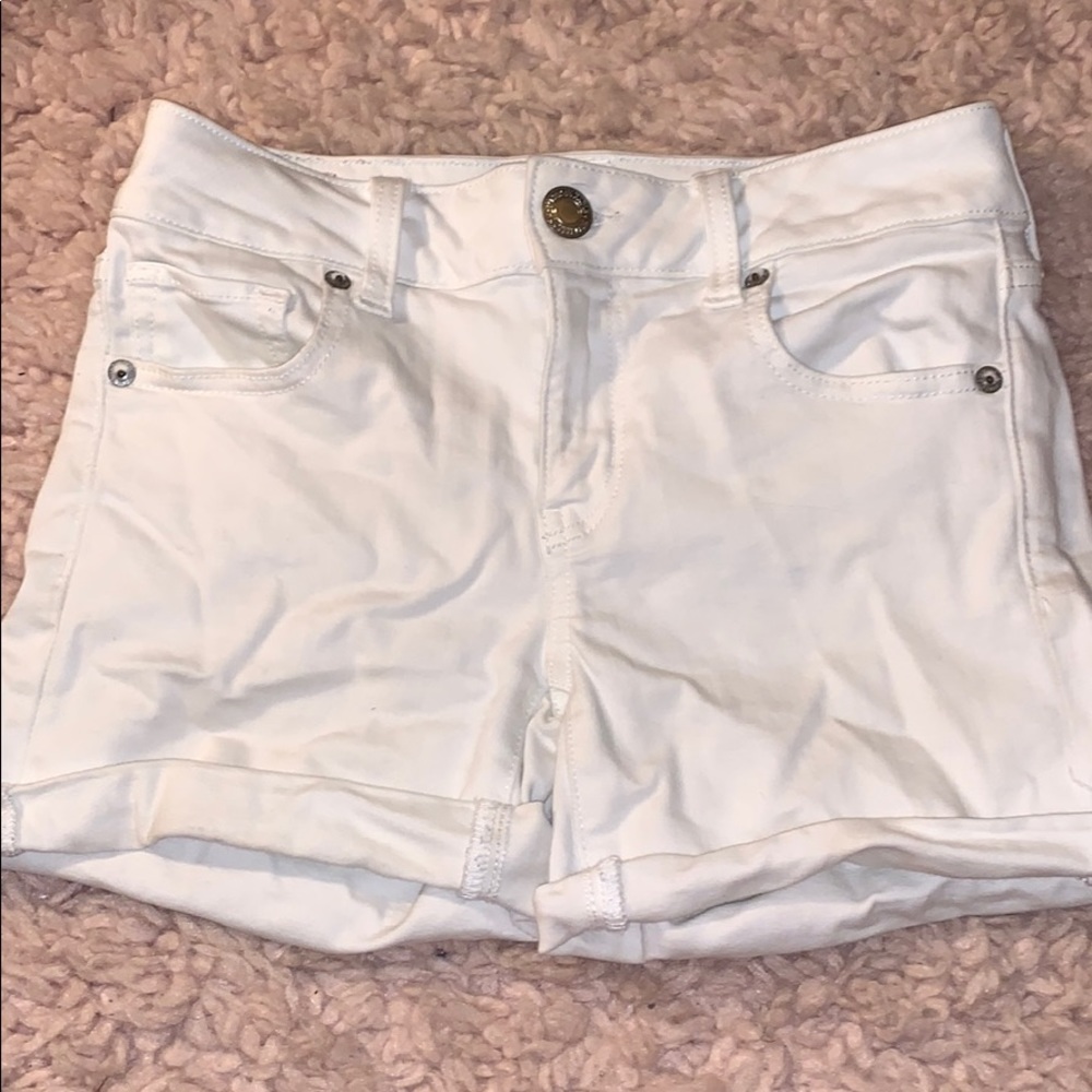 american eagle white jean shorts